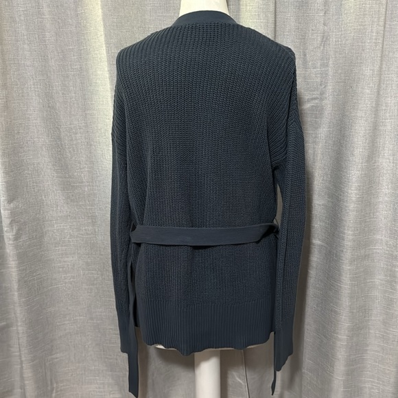 Loft Outlet-Open Front Cardigan With Ties-Sz S-Cotton-Blue Gray Color-Worn 1X - Picture 9 of 15